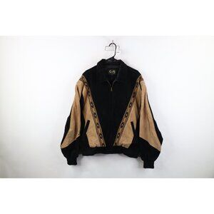 Vintage 90s Scully Mens Large Southwestern Western Suede Leather Bomber Jacket